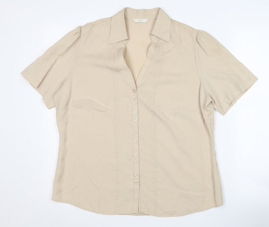 Marks and Spencer Beige Short Sleeve Women's Blouse