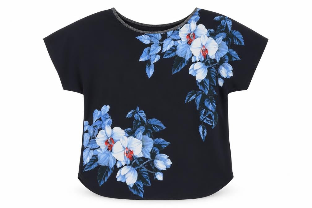 Oasis Women's Black Floral T-Shirt Size S