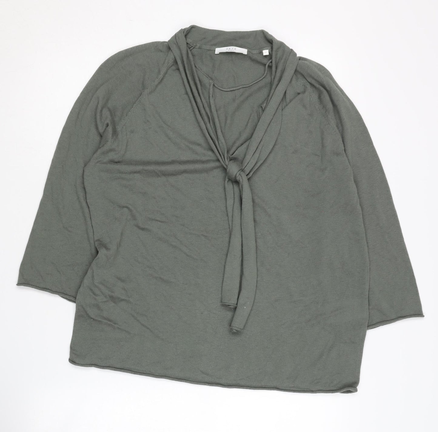 YAYA Women's Green Knit Jumper, Size L, 3/4 Sleeve