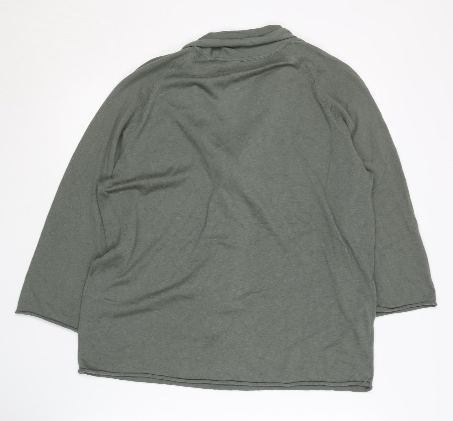 YAYA Women's Green Knit Jumper, Size L, 3/4 Sleeve