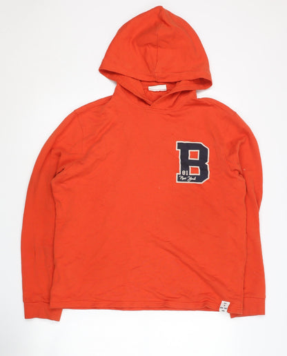 Mango Men’s Orange L Pullover Hoodie with Logo