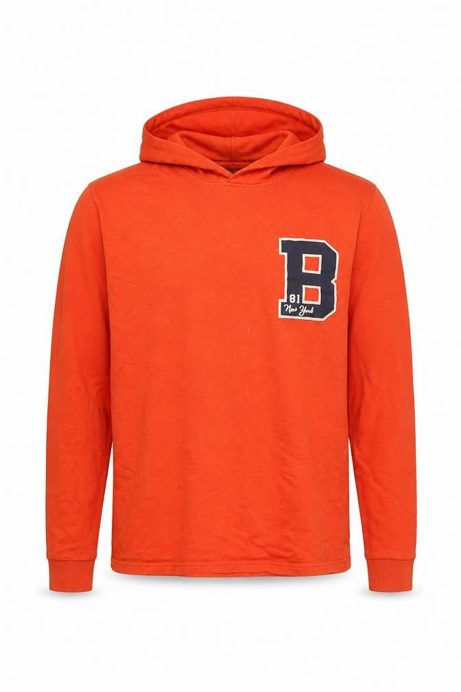 Mango Men’s Orange L Pullover Hoodie with Logo