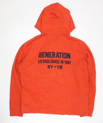 Mango Men’s Orange L Pullover Hoodie with Logo