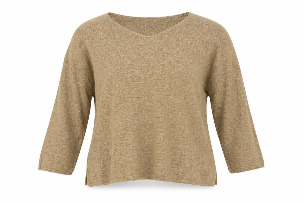 Benetton Women's Beige Pullover Jumper V-Neck S