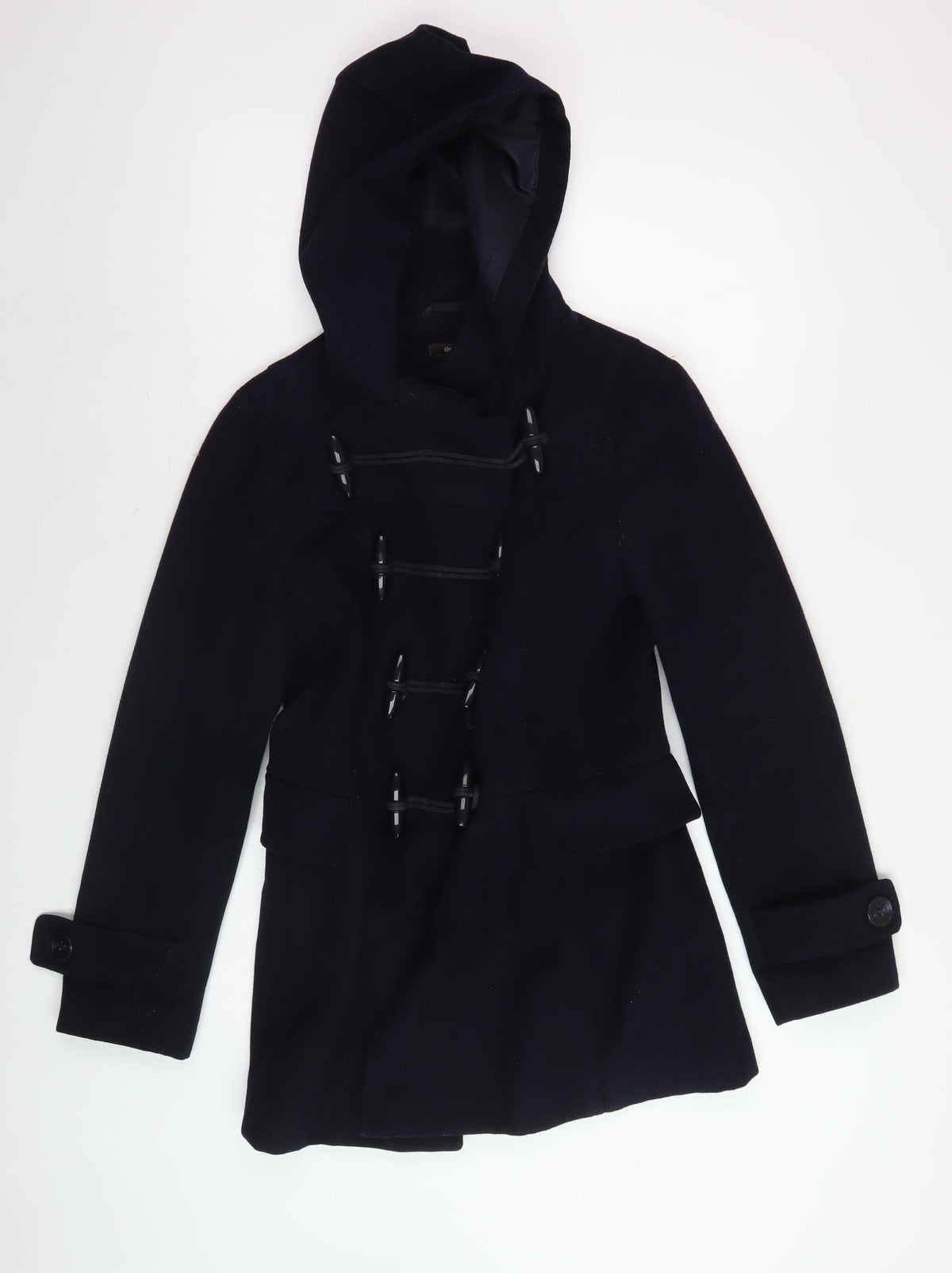 Therapy Women's Black Mid-Length Hooded Coat, Size 8
