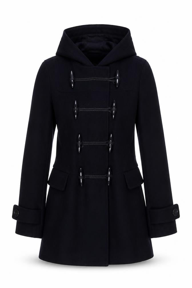 Therapy Women's Black Mid-Length Hooded Coat, Size 8