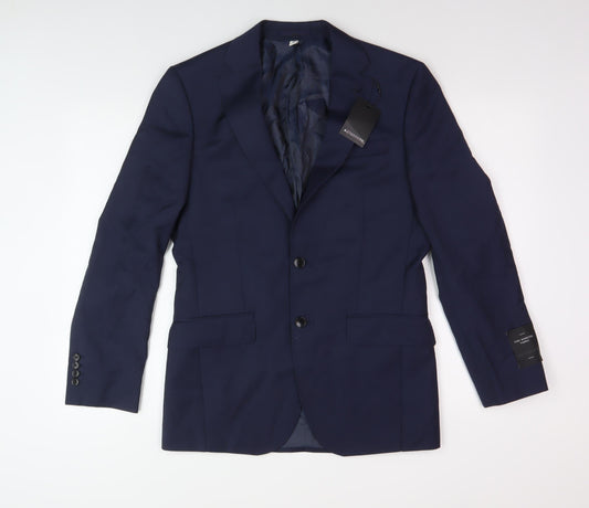 Marks and Spencer Men's Blue Wool Blazer, Size 36R