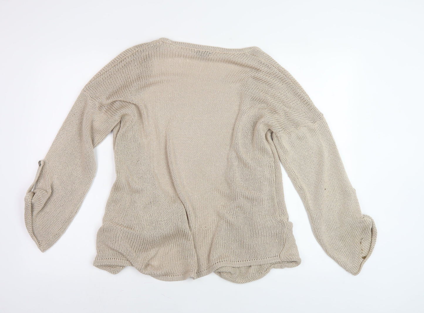 Topshop Women Beige Long Sleeve Open Front Cardigan Size 8