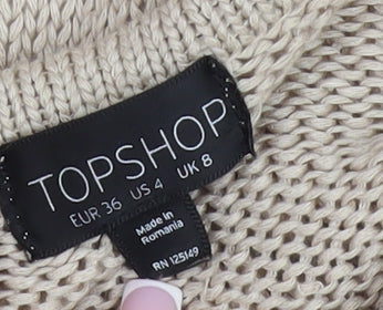 Topshop Women Beige Long Sleeve Open Front Cardigan Size 8