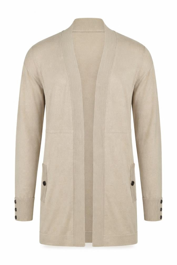 Wallis Beige Unisex Cardigan - M, V-Neck, Button, Autumn