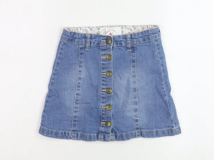 Additional front view of Mantaray girls’ blue denim a-line skirt, age 9, casual & stylish