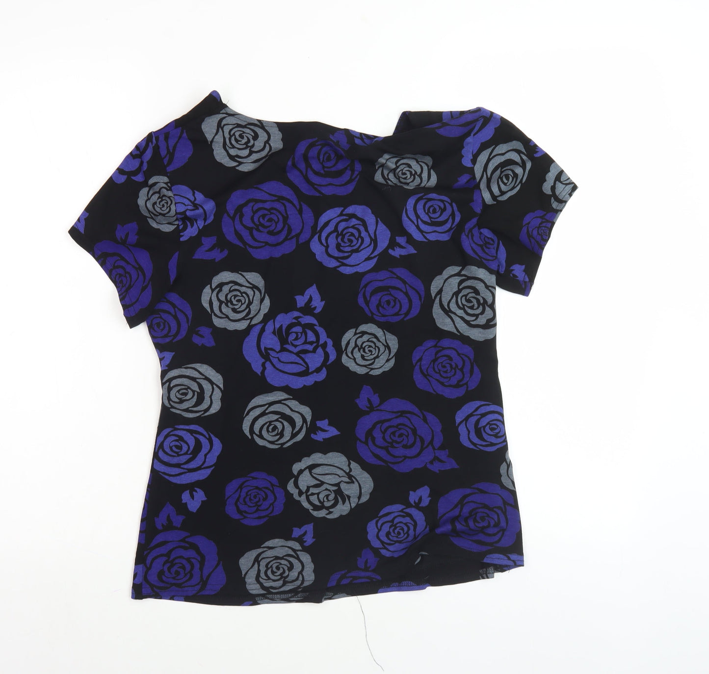 J. Taylor Women's Black Blue Floral Blouse Size 16