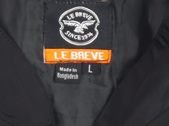 Le Breve Men's Black Basic Jacket, Size L, Casual Wear