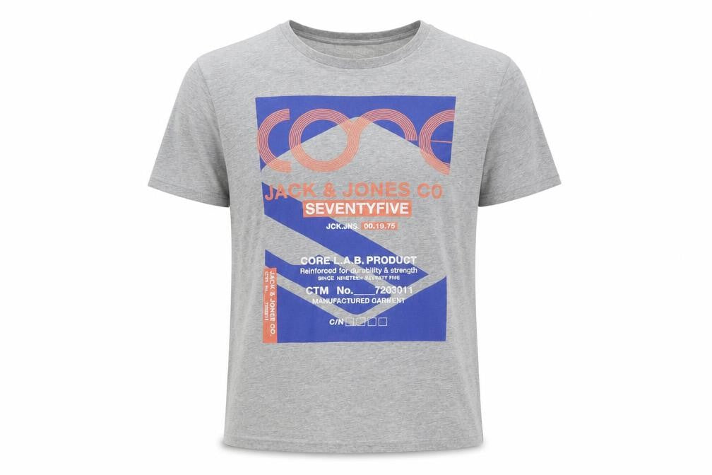 Jack & Jones Men's Grey Graphic Print T-Shirt - L
