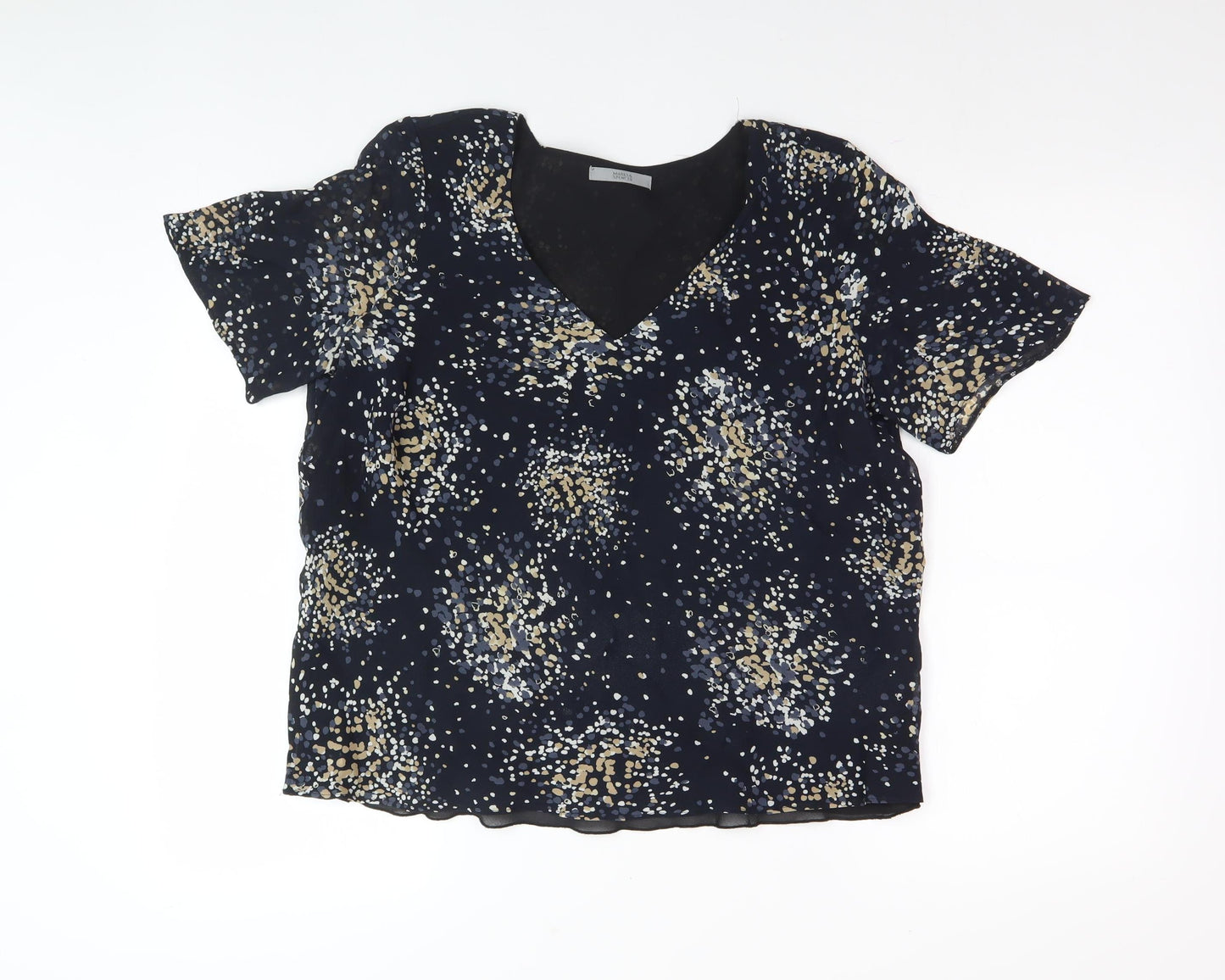 Marks & Spencer Women's Black Polka Dot Blouse Size 14