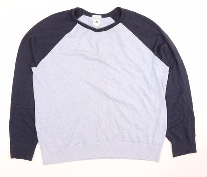 Gap Men’s XL Blue Pullover Jumper - Linen Blend