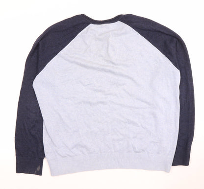 Gap Men’s XL Blue Pullover Jumper - Linen Blend