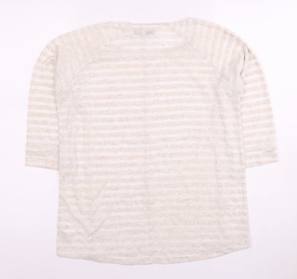 Next Women's Ivory Striped Crew Neck Top Size 10
