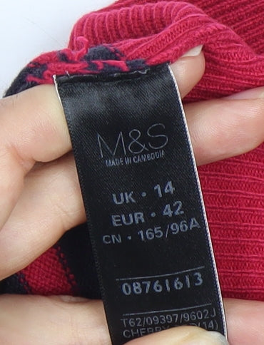 Marks and Spencer Women's Red Striped Pullover Jumper