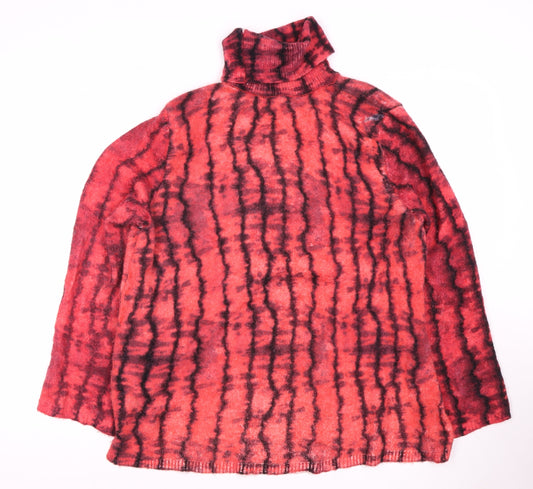 Zara Women's Red Wool Roll Neck Pullover Jumper Size 14