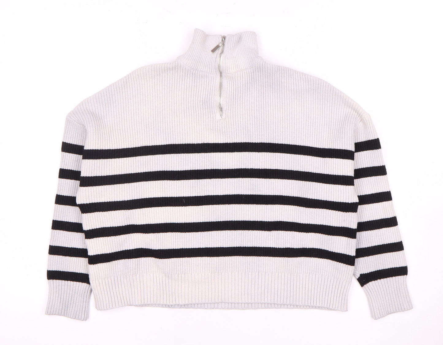 MNG Women's Black & White Striped XS High Neck Jumper