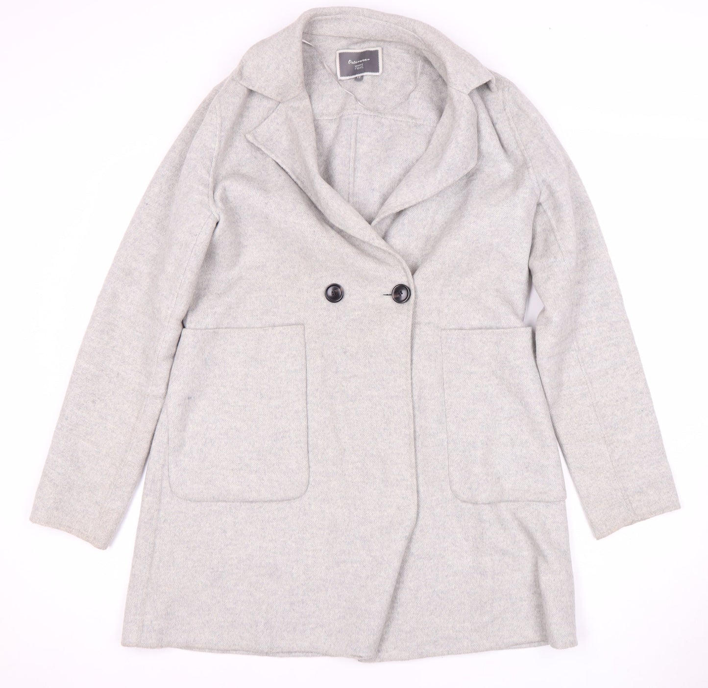 Next Women's Grey Wool Blend Mid-Length Coat Size 12