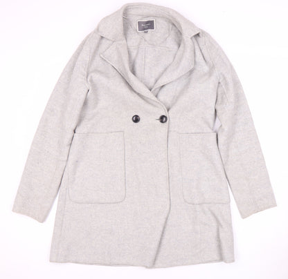 Next Women's Grey Wool Blend Mid-Length Coat Size 12