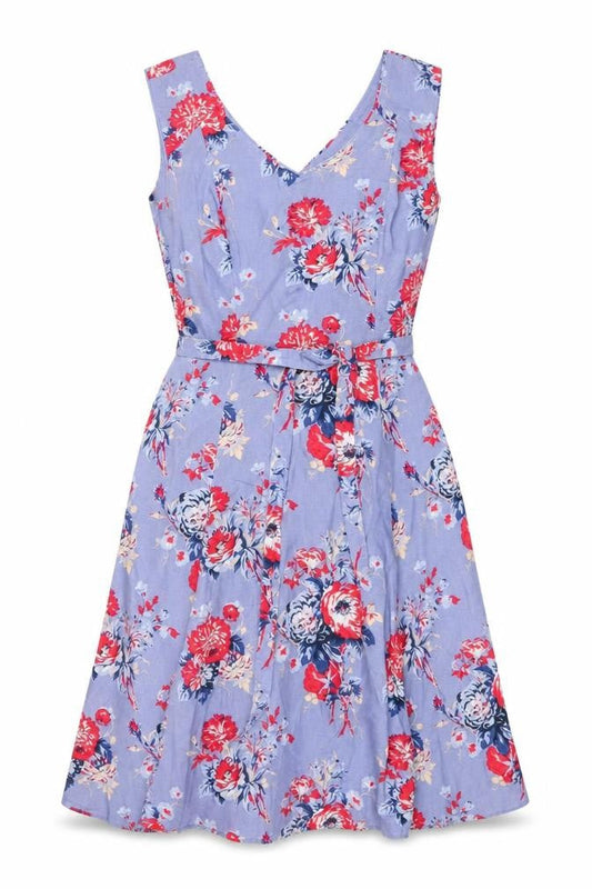 Laura Ashley Floral A-Line Dress, Blue, Size 10, Women