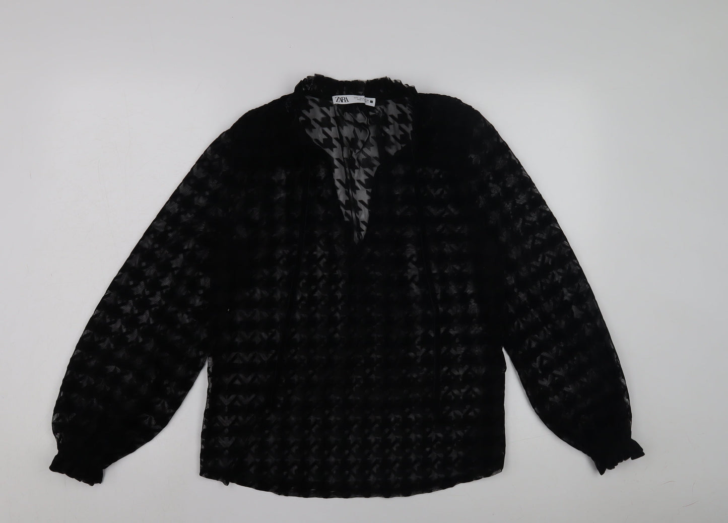 Zara Women's Black Mesh Blouse Size 10