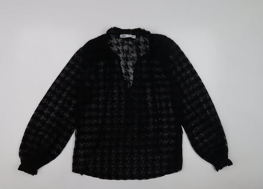 Zara Women's Black Mesh Blouse Size 10