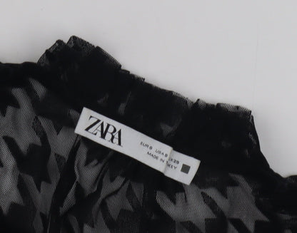 Zara Women's Black Mesh Blouse Size 10