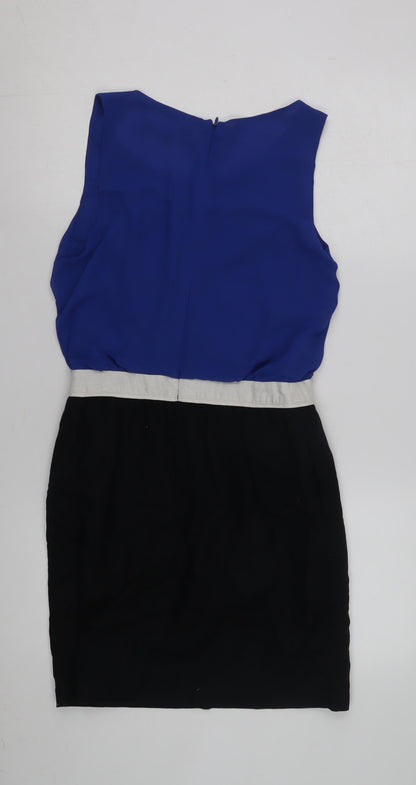 Next Women's Blue Colourblock Sleeveless Dress Size 12