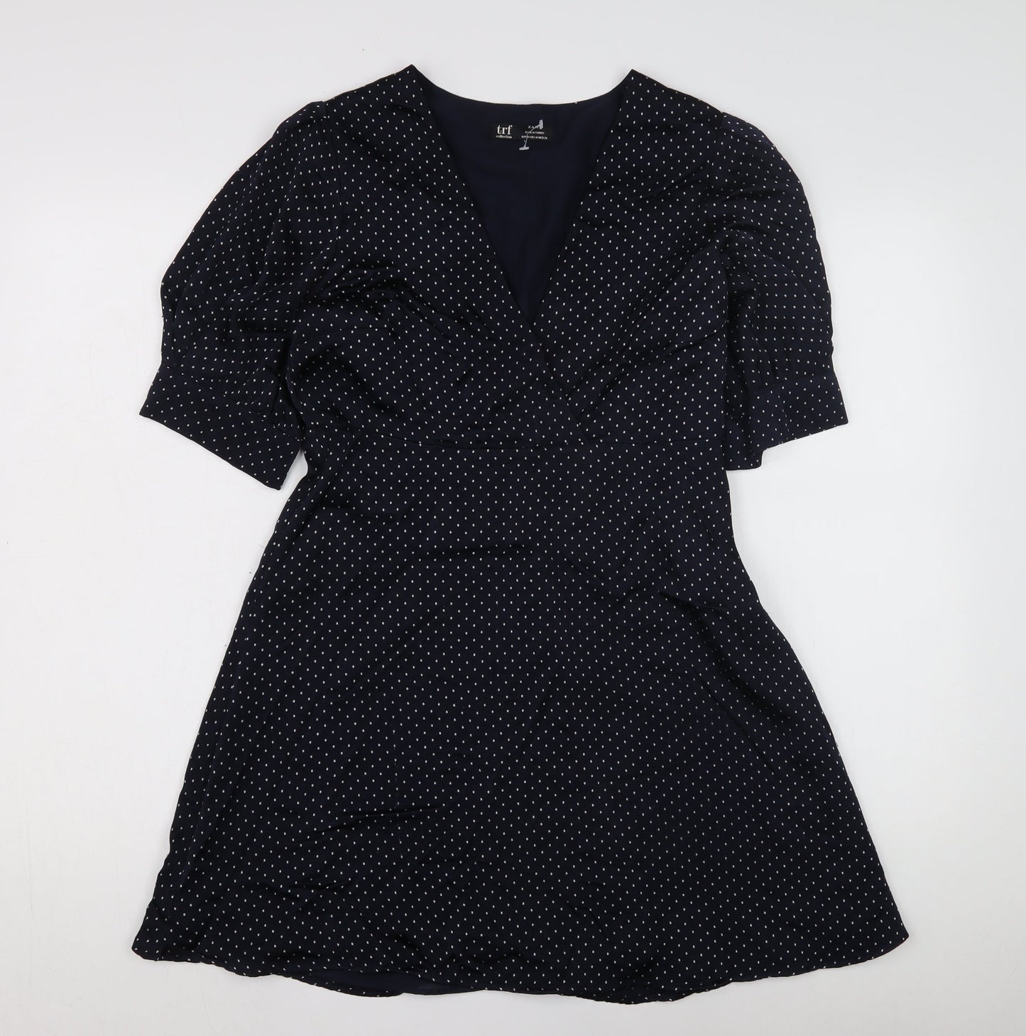 Zara Women's Blue Polka Dot A-Line Dress S