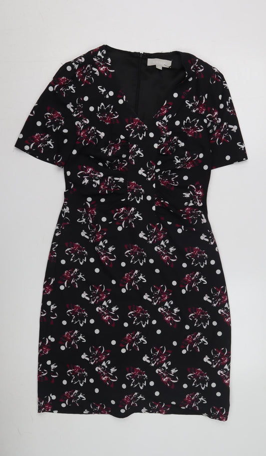 Havren Women's Black Floral Sheath Dress Size 8