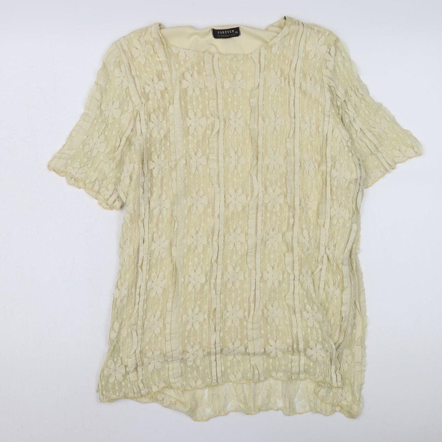 Forever Beige Lace Floral Blouse, Women's XL