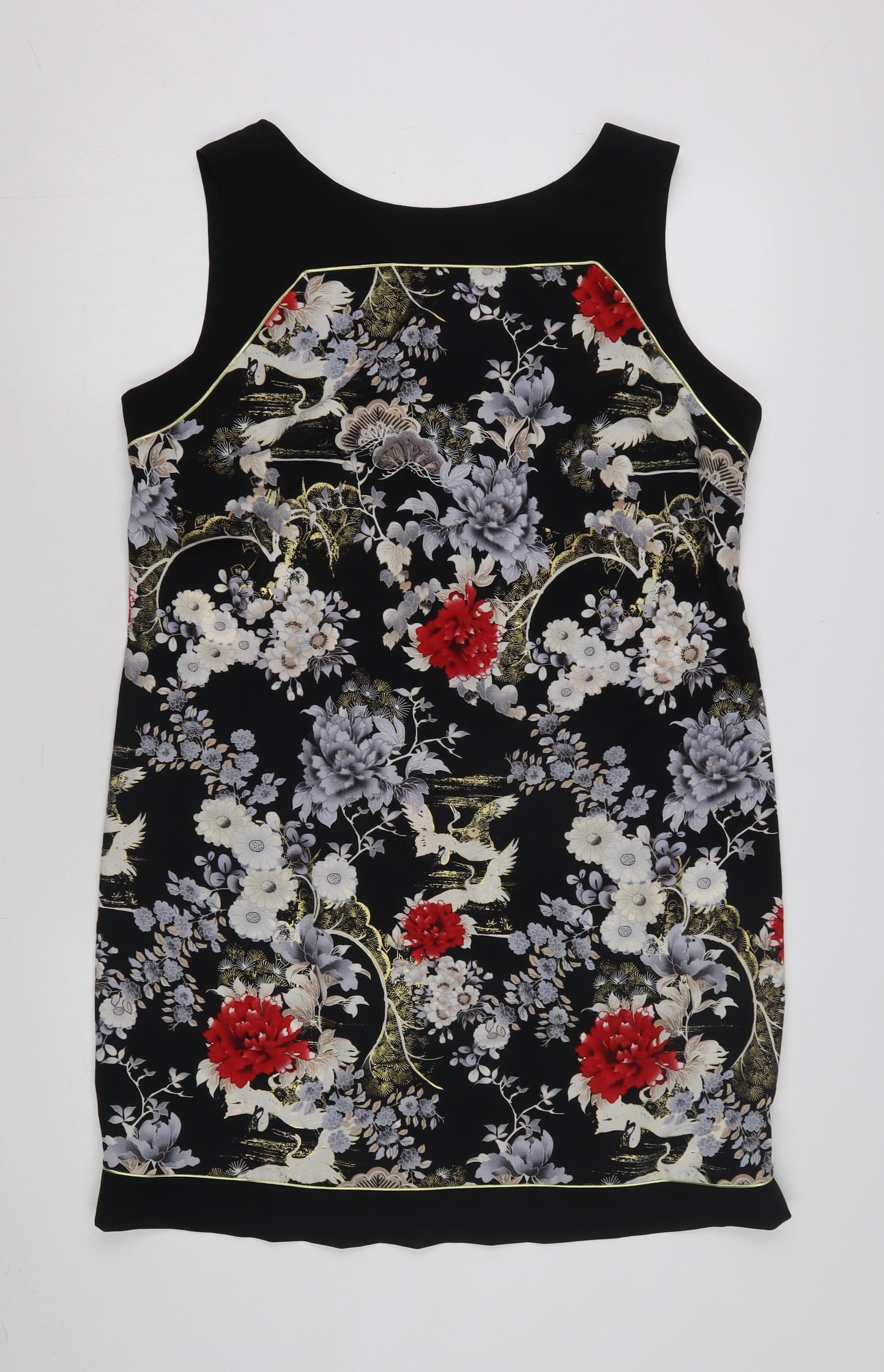 Wallis Women's Black Floral Sleeveless Dress Size 14