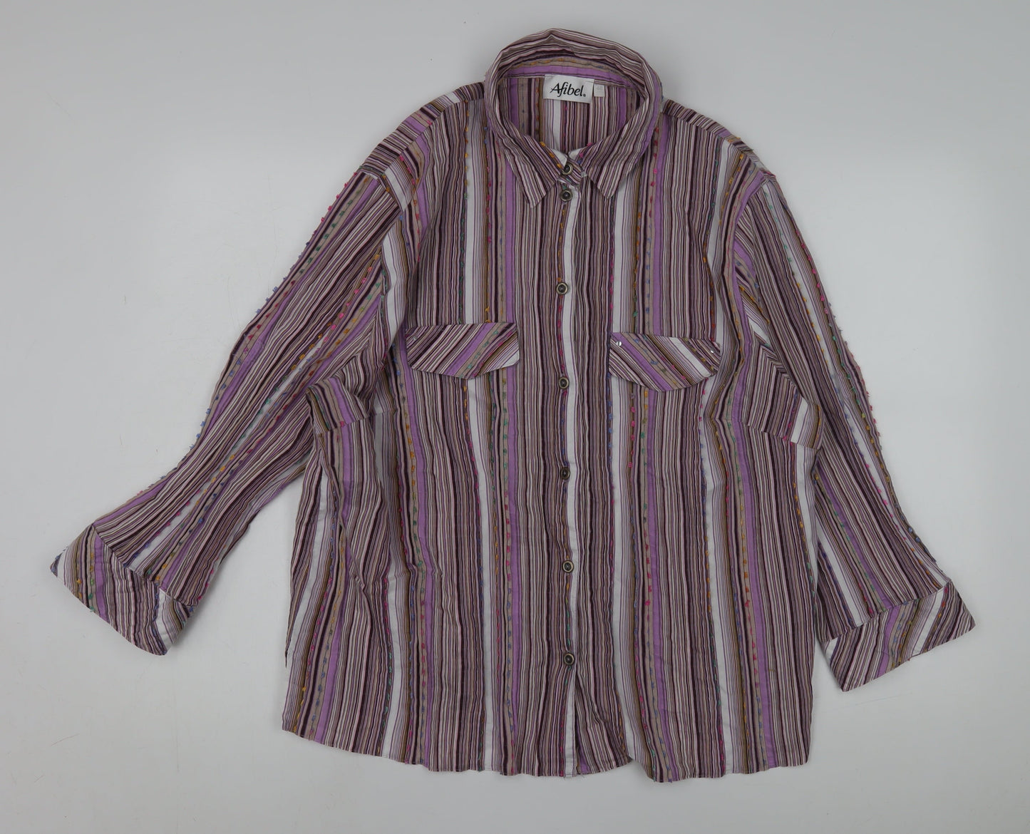 Afibel Women's Multicoloured Striped Button-Up Shirt