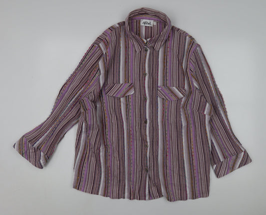 Afibel Women's Multicoloured Striped Button-Up Shirt
