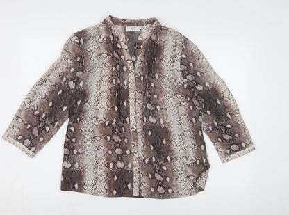 Country Casuals Women's Brown Animal Print Blouse, Size 14, Casual