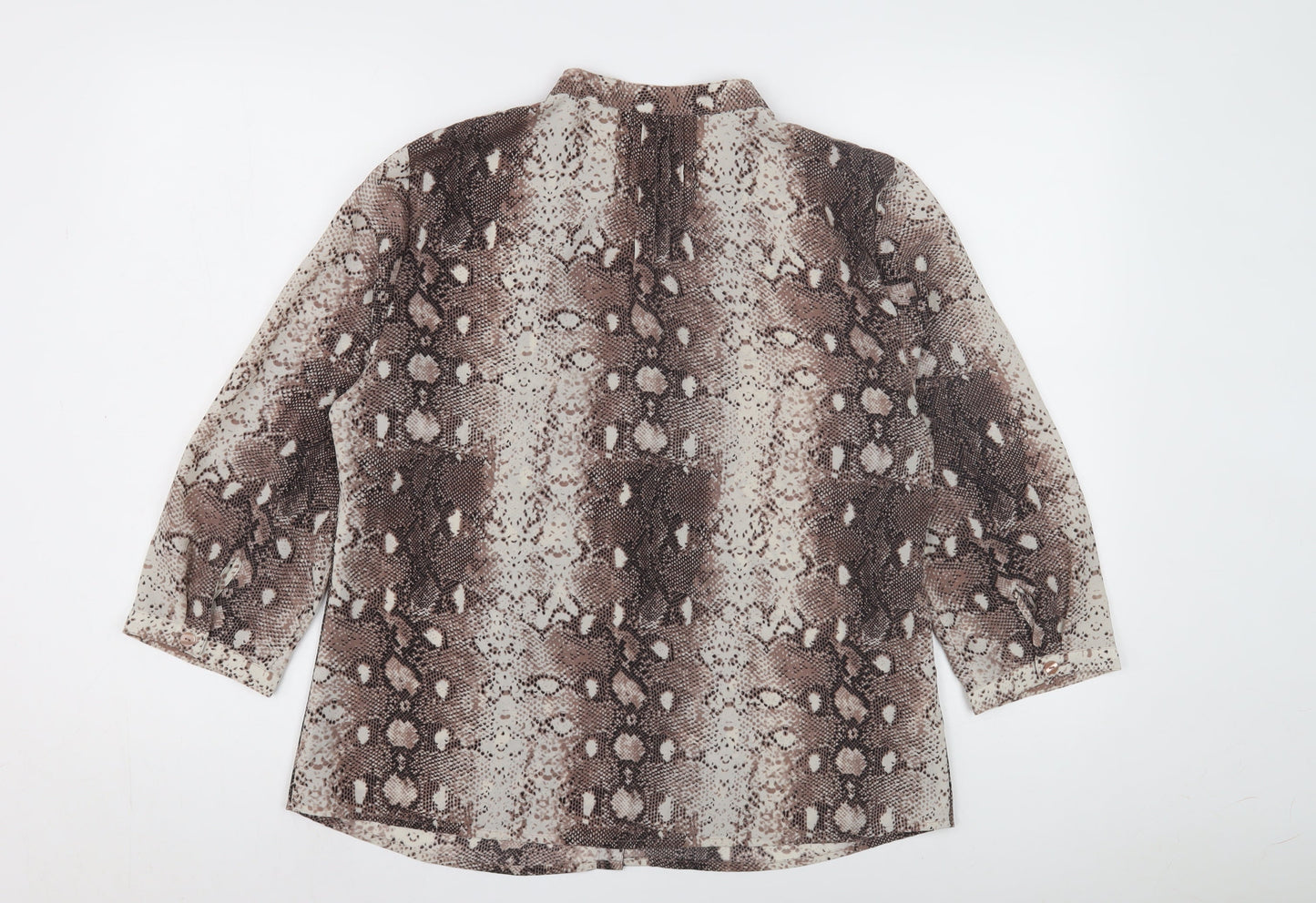 CC Women's Brown Animal Print Blouse, Size 14, Casual