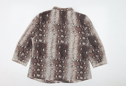 Country Casuals Women's Brown Animal Print Blouse, Size 14, Casual