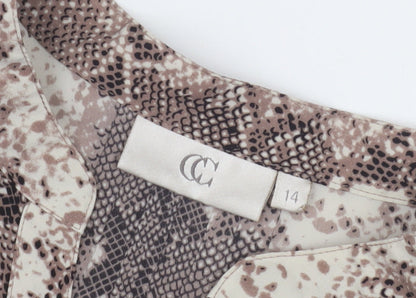 Country Casuals Women's Brown Animal Print Blouse, Size 14, Casual