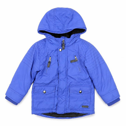 Front view of RJR.John Rocha boys’ blue hooded jacket 2-3 years