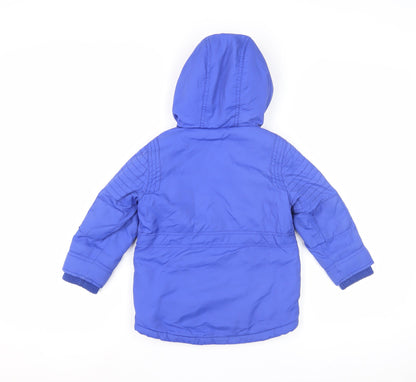 Back view of RJR.John Rocha boys’ blue hooded jacket 2-3 years