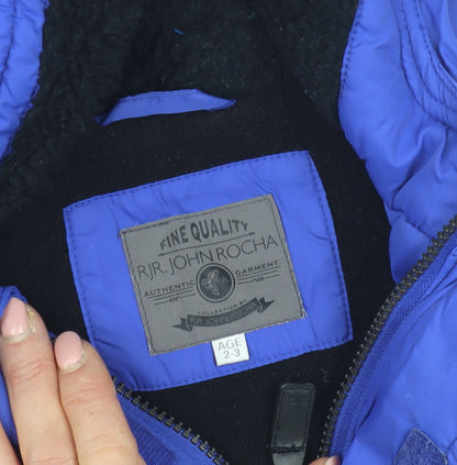 Close-up detail of RJR.John Rocha boys’ blue hooded jacket 2-3 years