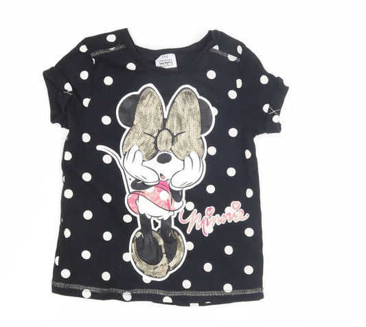 Preloved Disney by George Teens Black Polka Dot Minnie Mouse T-Shirt - Front
