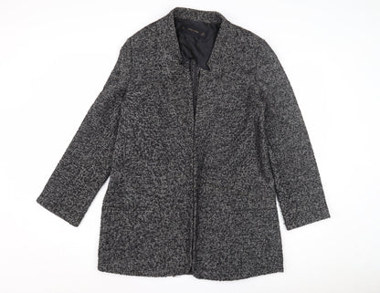 Zara Basic Women's Black Wool Overcoat, Size L, Collared