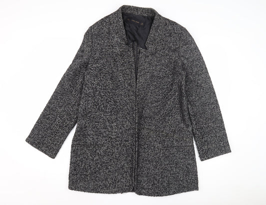 Zara Basic Women's Black Wool Overcoat, Size L, Collared