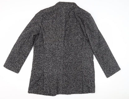 Zara Basic Women's Black Wool Overcoat, Size L, Collared