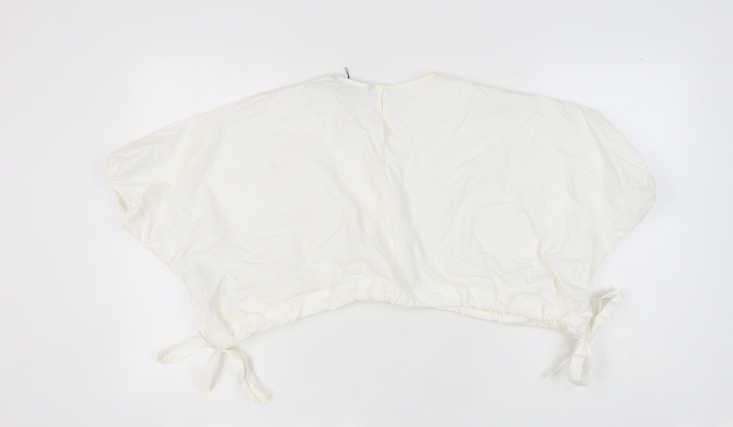 Zara Women's White Cotton Top, Size L, Round Neck